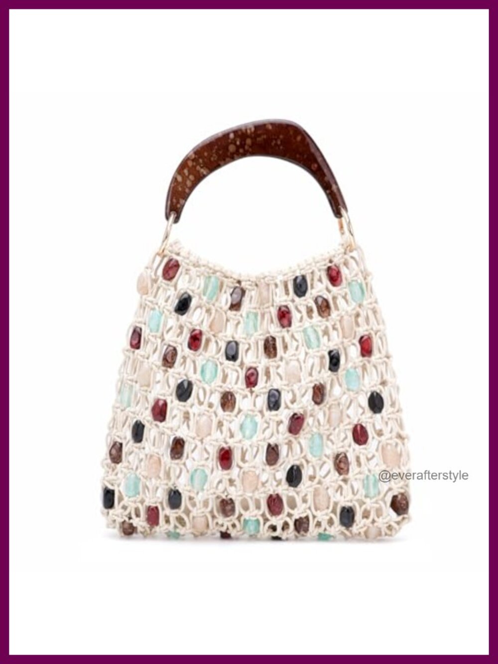 Boho Crochet Shoulder Bag Beaded Beach Tote Lightweight Knit Hobo Purse